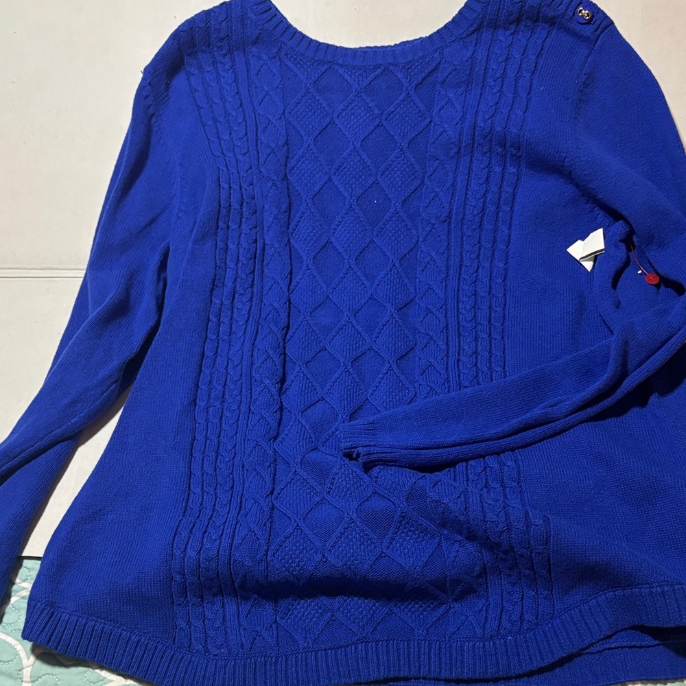 Charter Club Royal Blue Cable Knit Sweater